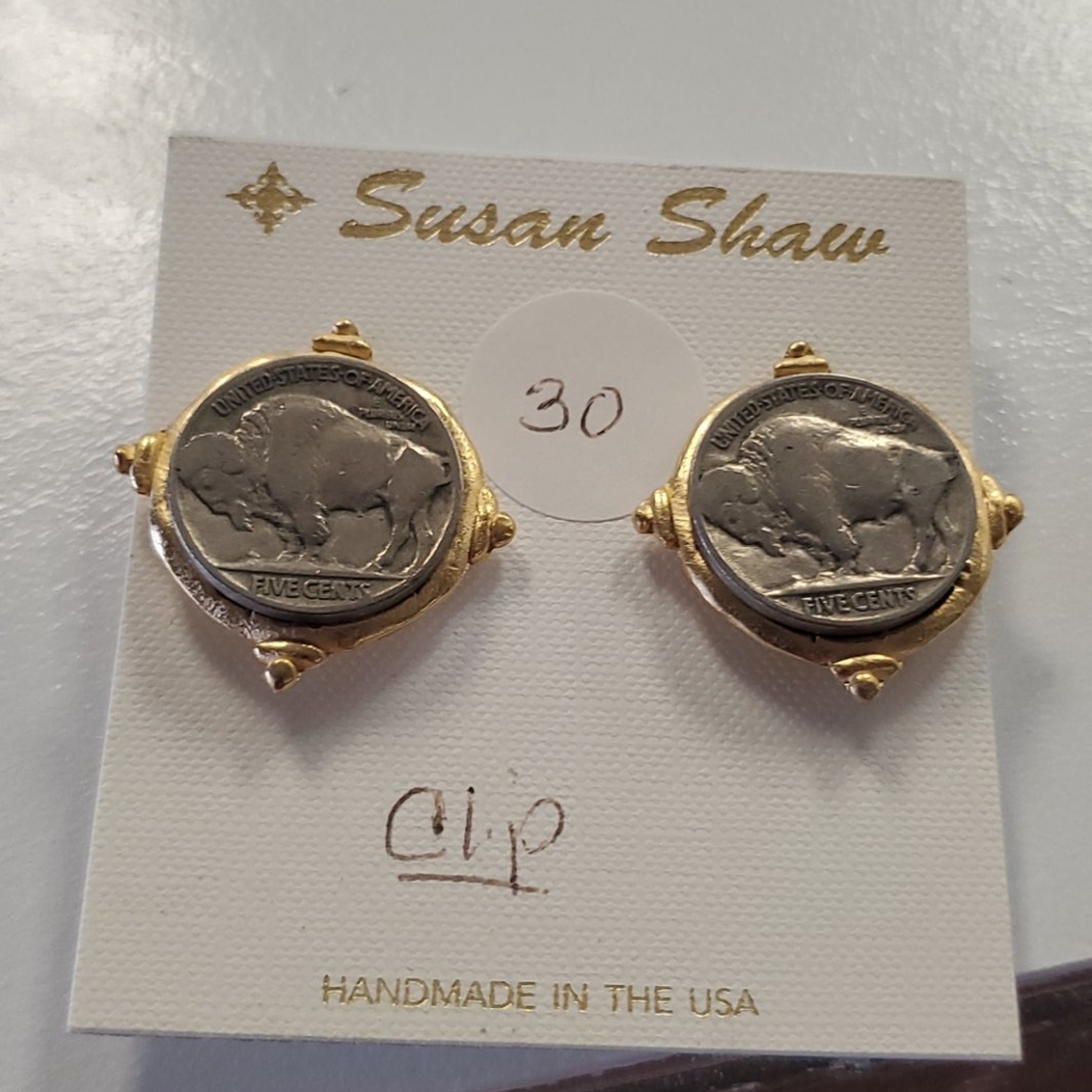 Clip on Buffalo coin earrings